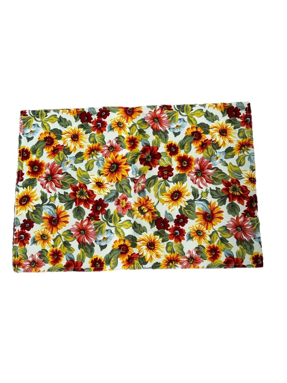 Vintage Longaberger Sunflower Reversible Place Mats Fabric Accessories Set of 2